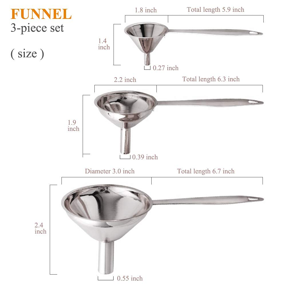 YEVIOR 3 in 1 metal funnel with ergonomic long handle for comfortable use