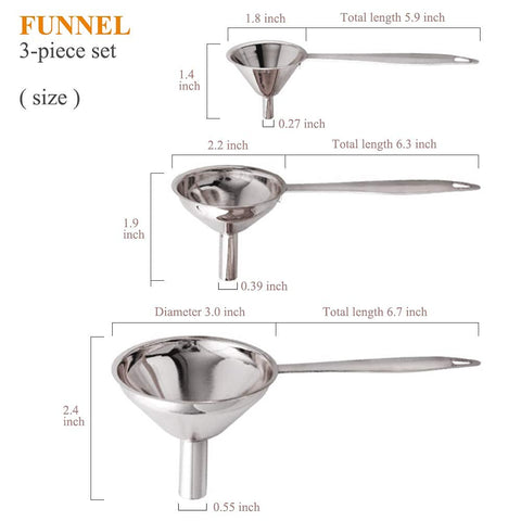 YEVIOR 3 in 1 metal funnel with ergonomic long handle for comfortable use