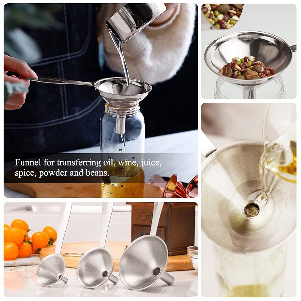 YEVIOR 3 in 1 metal funnel medium mouth smooth transfer into bottles