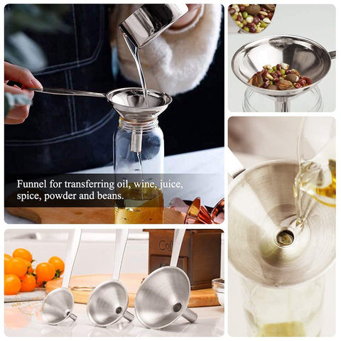 YEVIOR 3 in 1 metal funnel medium mouth smooth transfer into bottles