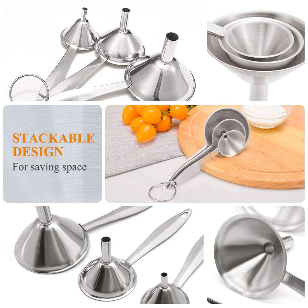YEVIOR 3 in 1 metal funnel small mouth precise dry ingredient pouring
