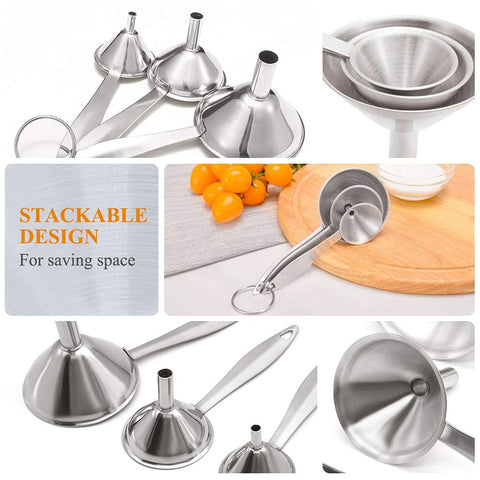 YEVIOR 3 in 1 metal funnel small mouth precise dry ingredient pouring