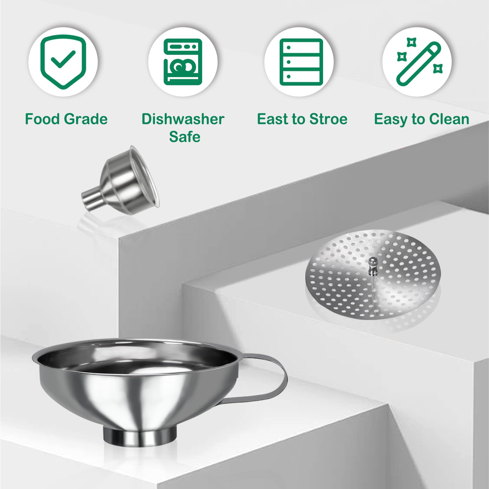 YEVIOR storage clip ring keeps all funnels organized and ready.