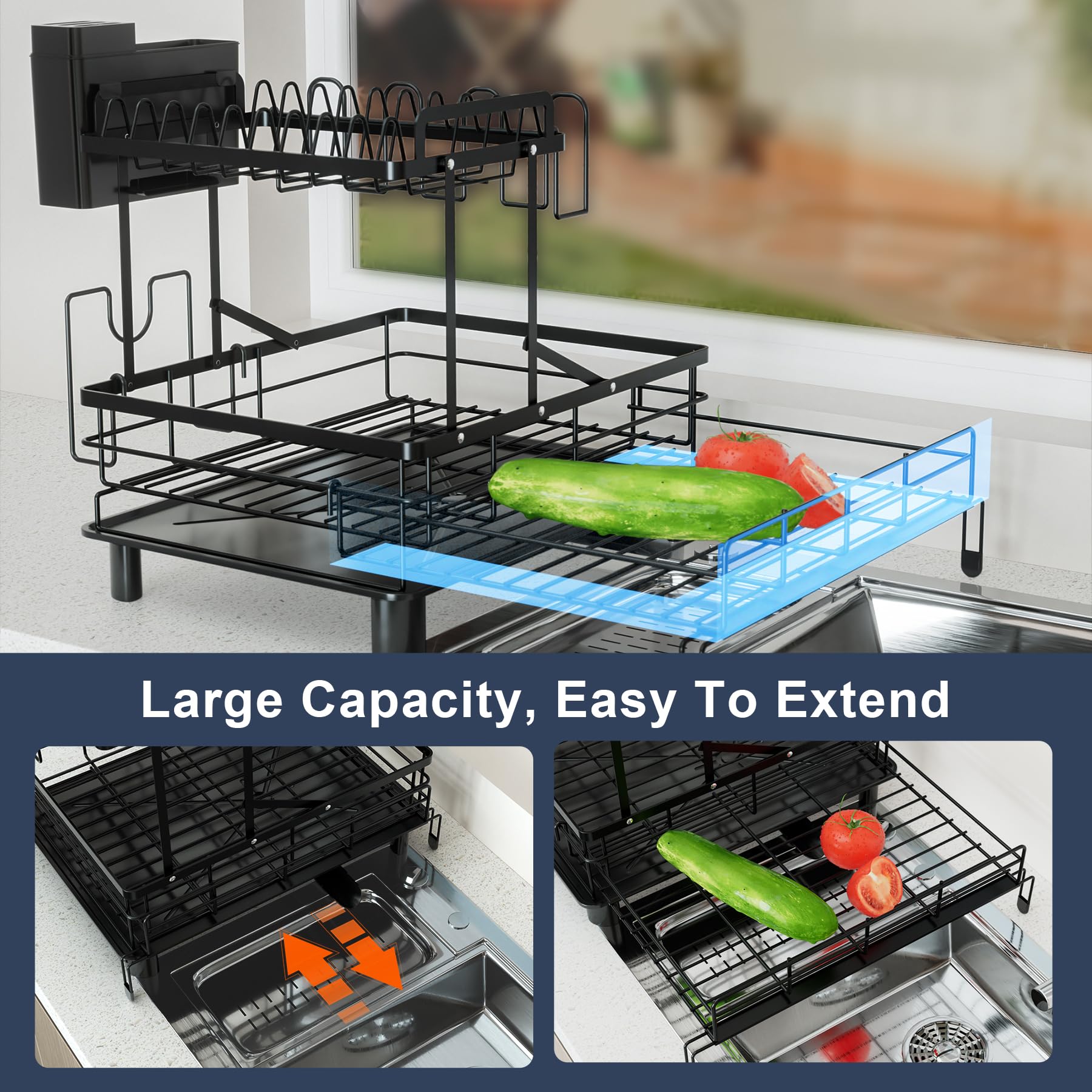 YEYPOP large-capacity rack holds plates, bowls, and cups