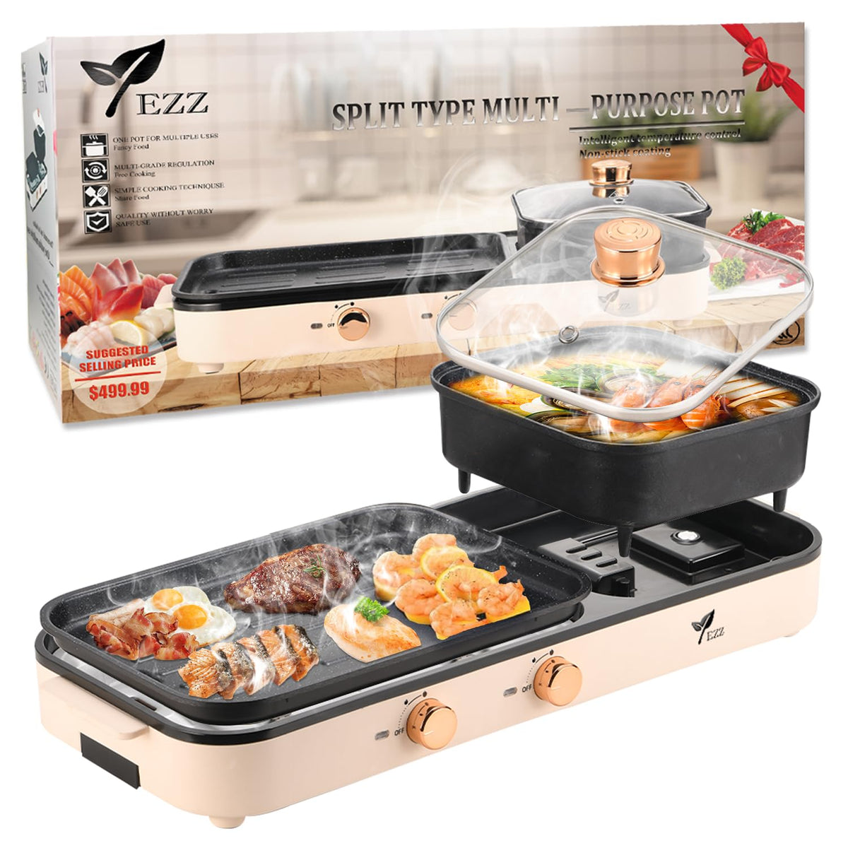 YEZZZZ 2025 electric hot pot with 4L pot for family gatherings
