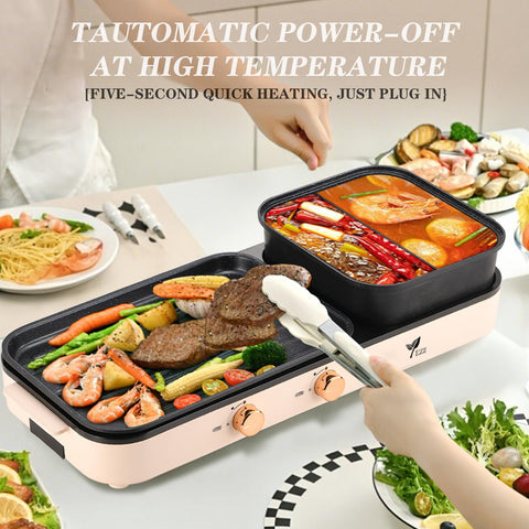 YEZZZZ nonstick grill plate and tempered glass lid for easy cooking