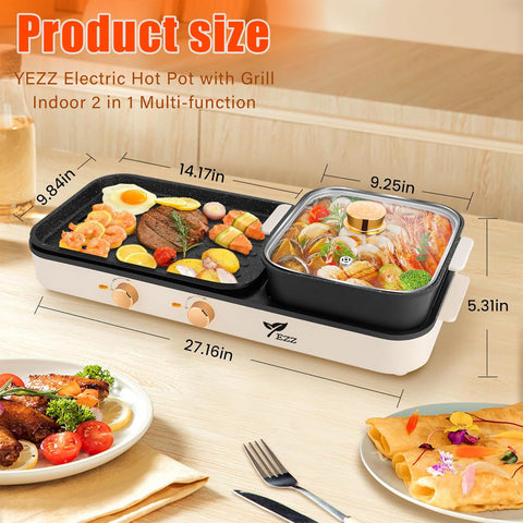 YEZZZZ dual-temperature controls hot pot and grill for flexible cooking
