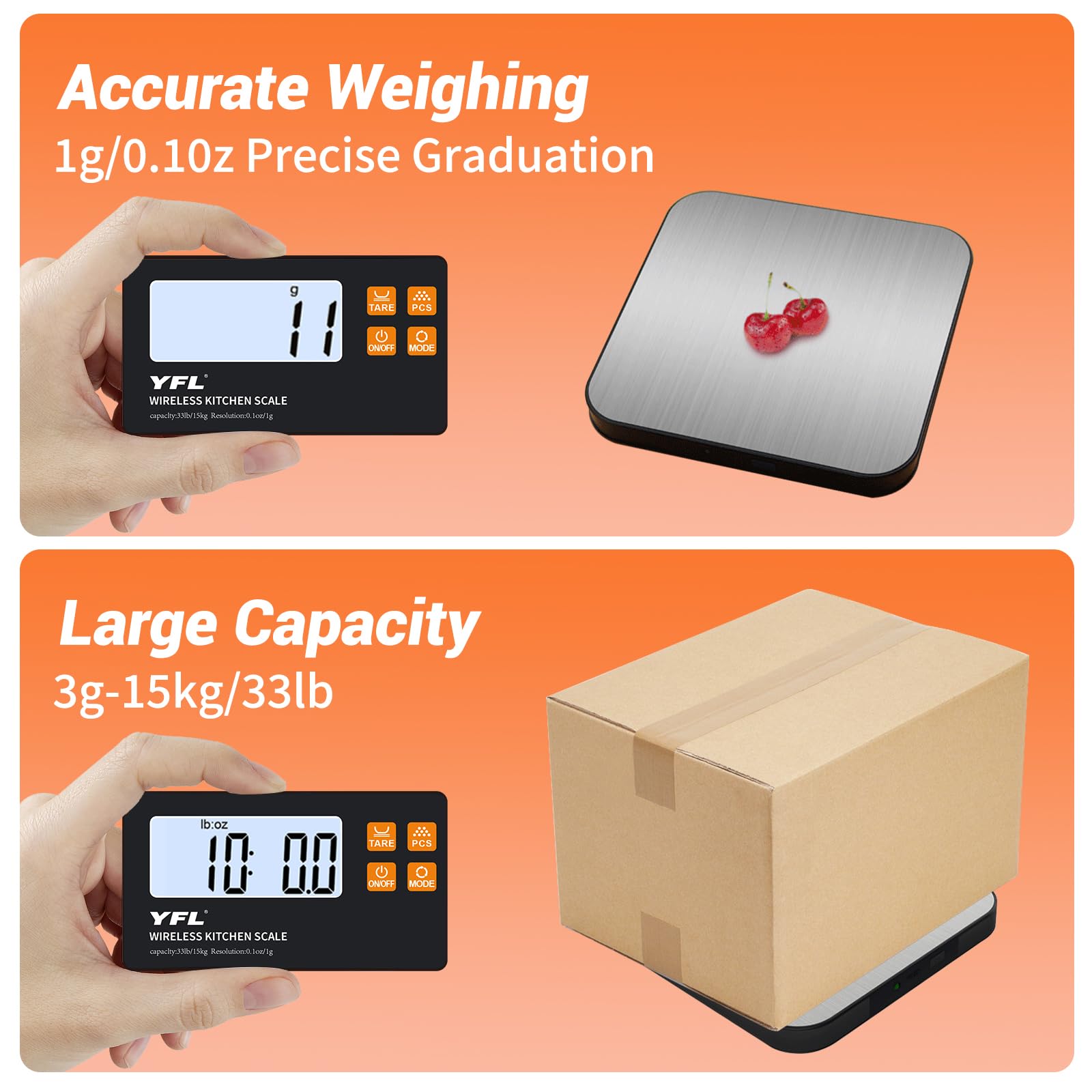 YFL tare function helps track net weights during meal prep