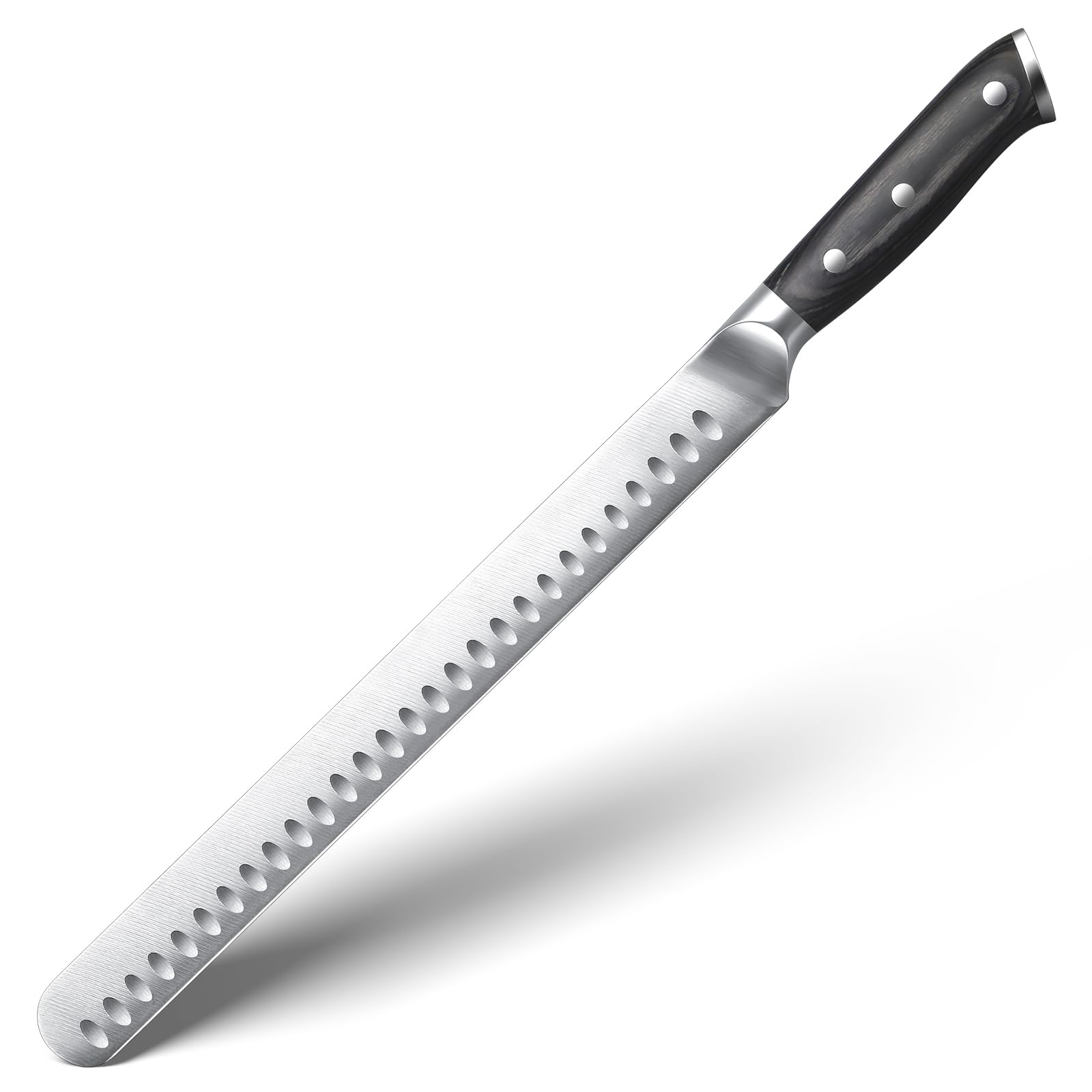 YFWOOD slicing knife 12-inch blade close-up for precise meat slices