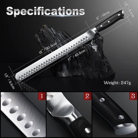 YFWOOD slicing knife full tang ergonomic handle for steady control