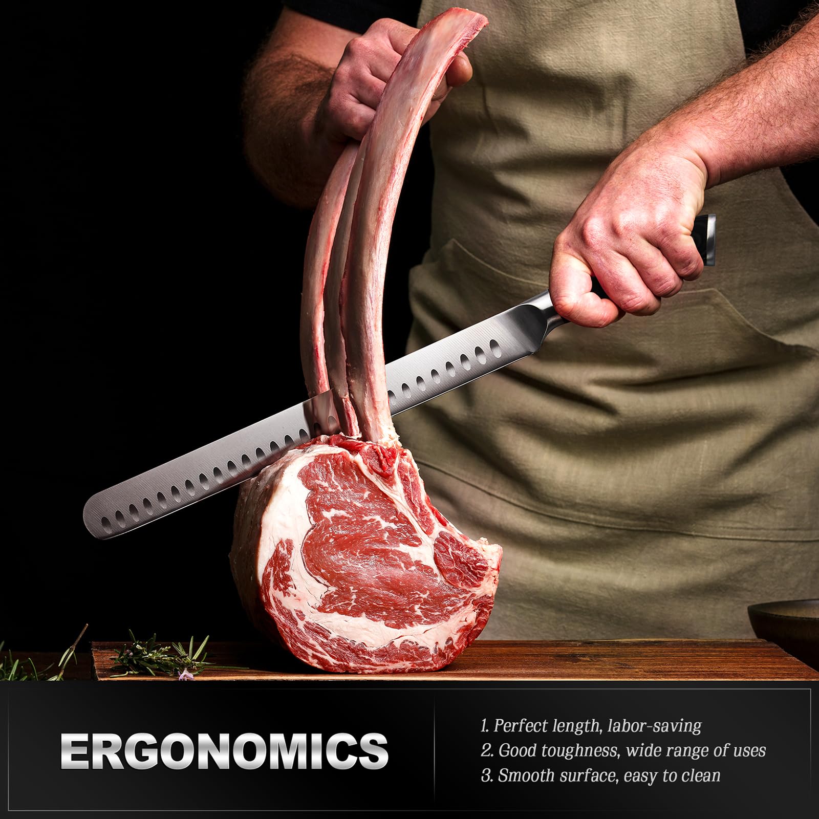 YFWOOD long blade handles large roasts with ease