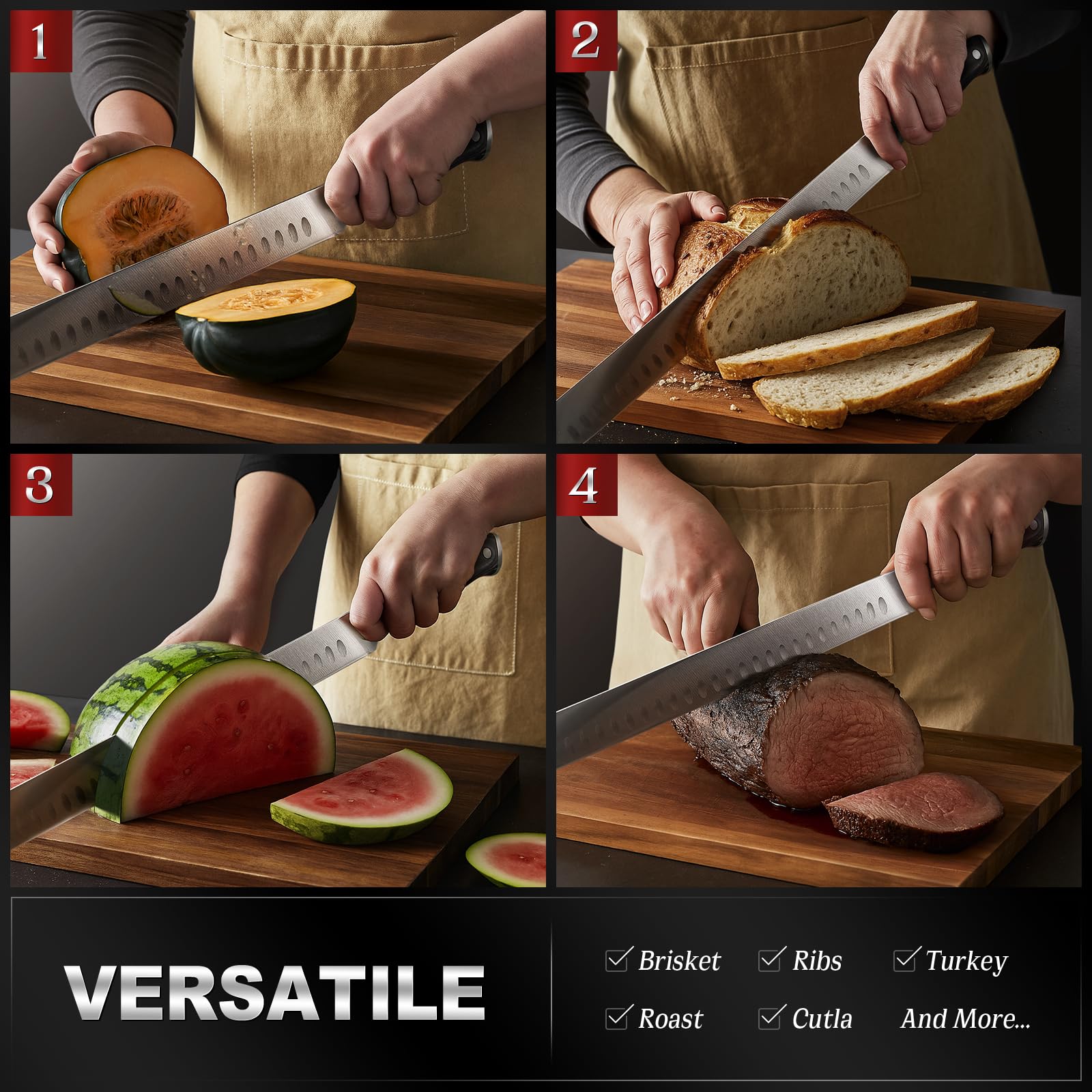 YFWOOD professional-grade kitchen knife for meat, cheese, and more