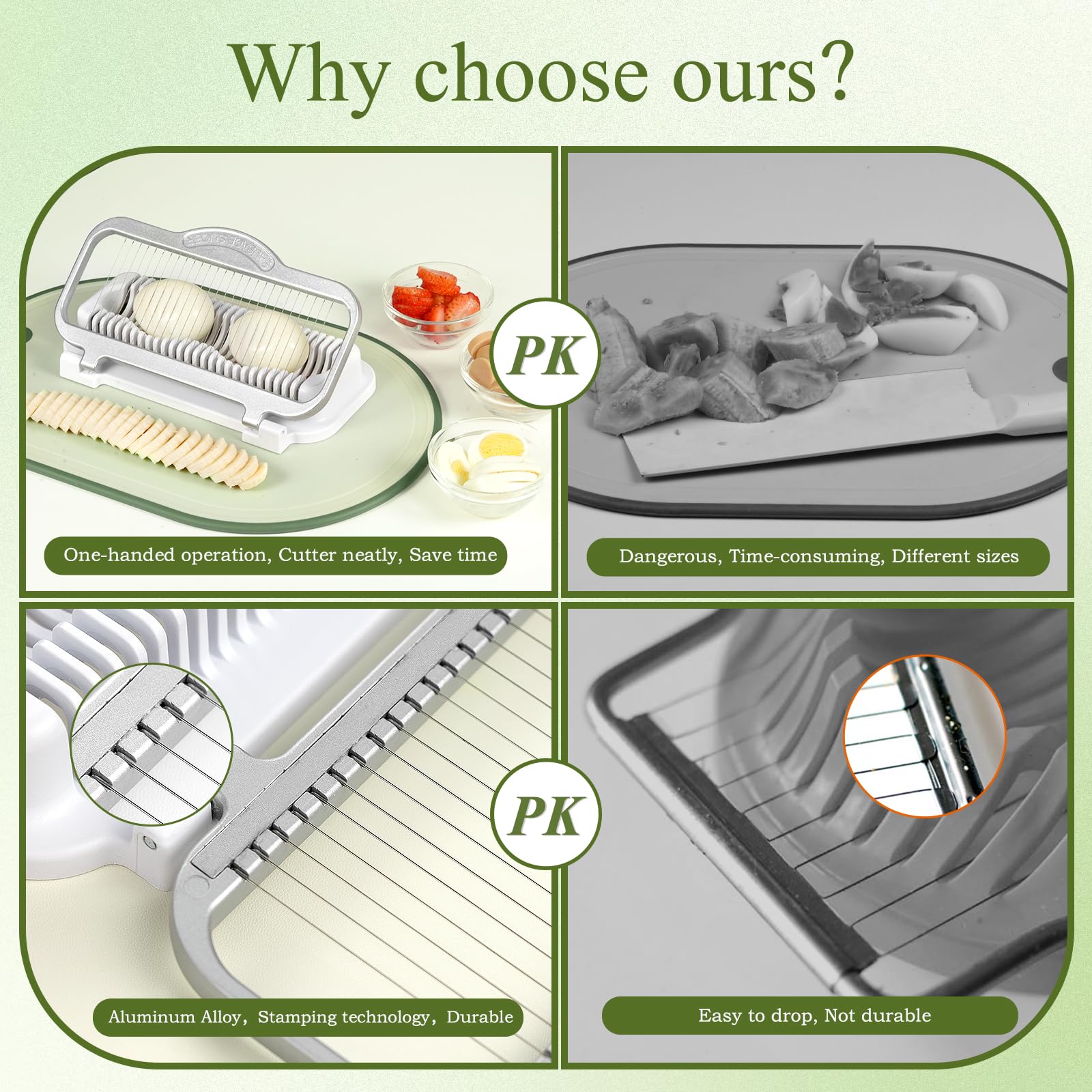 YFYTL Strawberry Slicer creates neat slices for desserts and toppings.