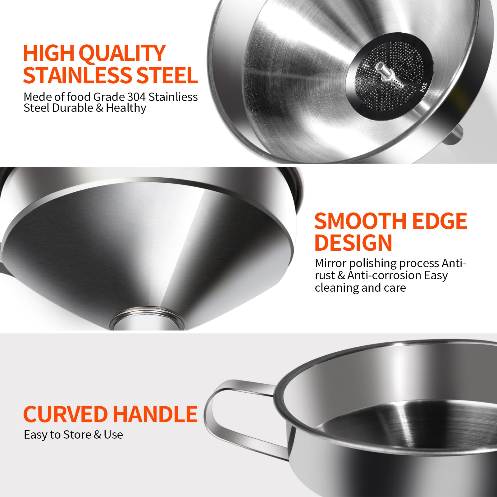 YGDZ stainless steel funnel small mouth ideal for spices and oils