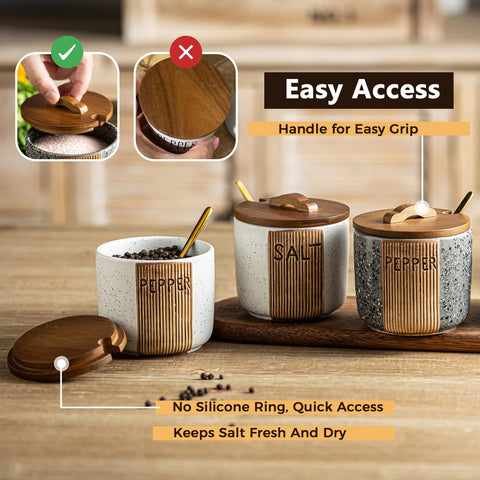 YHOJOY marble-gray salt and pepper set for modern kitchens.