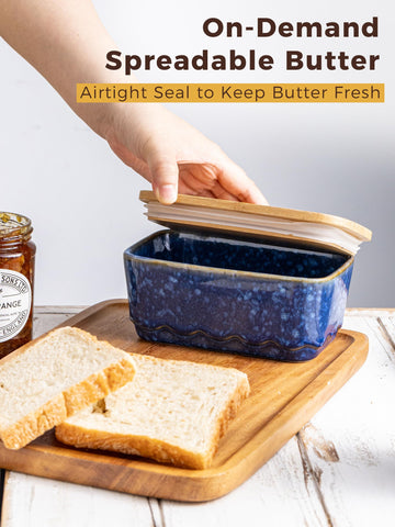 YHOJOY airtight silicone seals help maintain butter freshness after opening