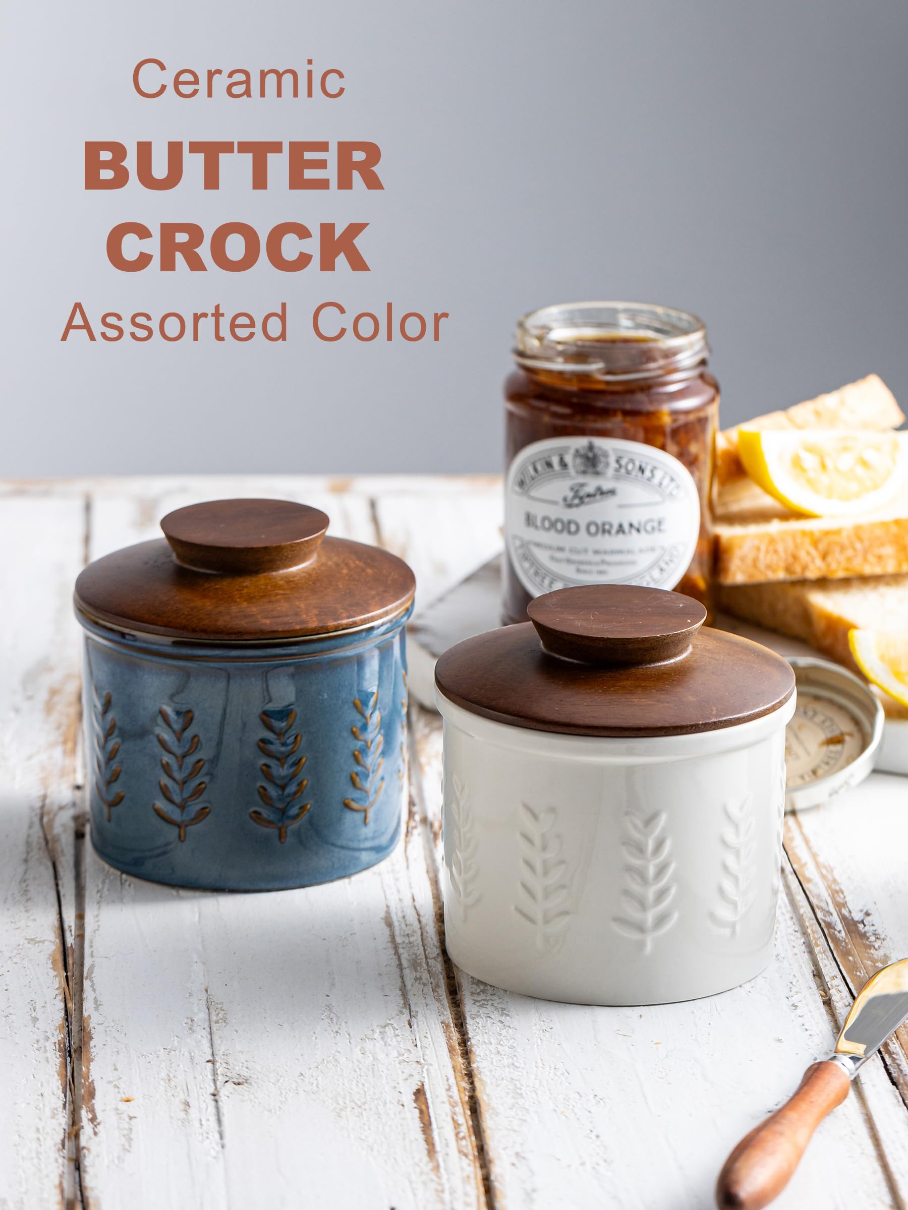 YHOJOY Butter Crock wooden lid doubles as a stylish gift option