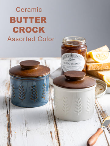 YHOJOY Butter Crock wooden lid doubles as a stylish gift option