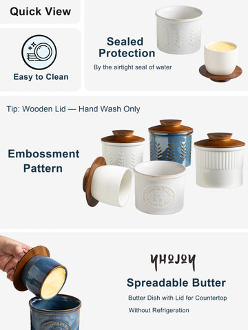 YHOJOY butter dish base features water-seal for freshness and texture.