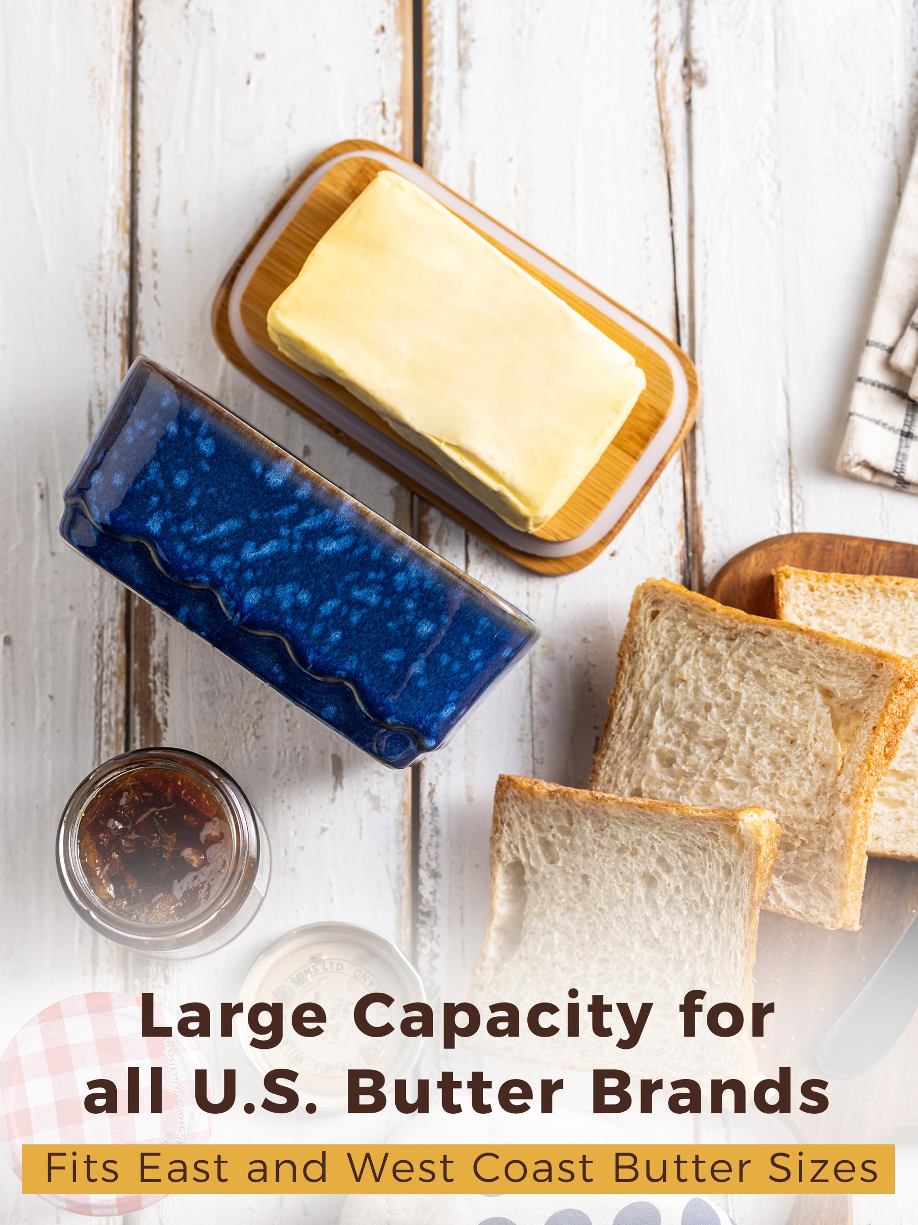 YHOJOY butter dish on countertop for convenient kitchen storage