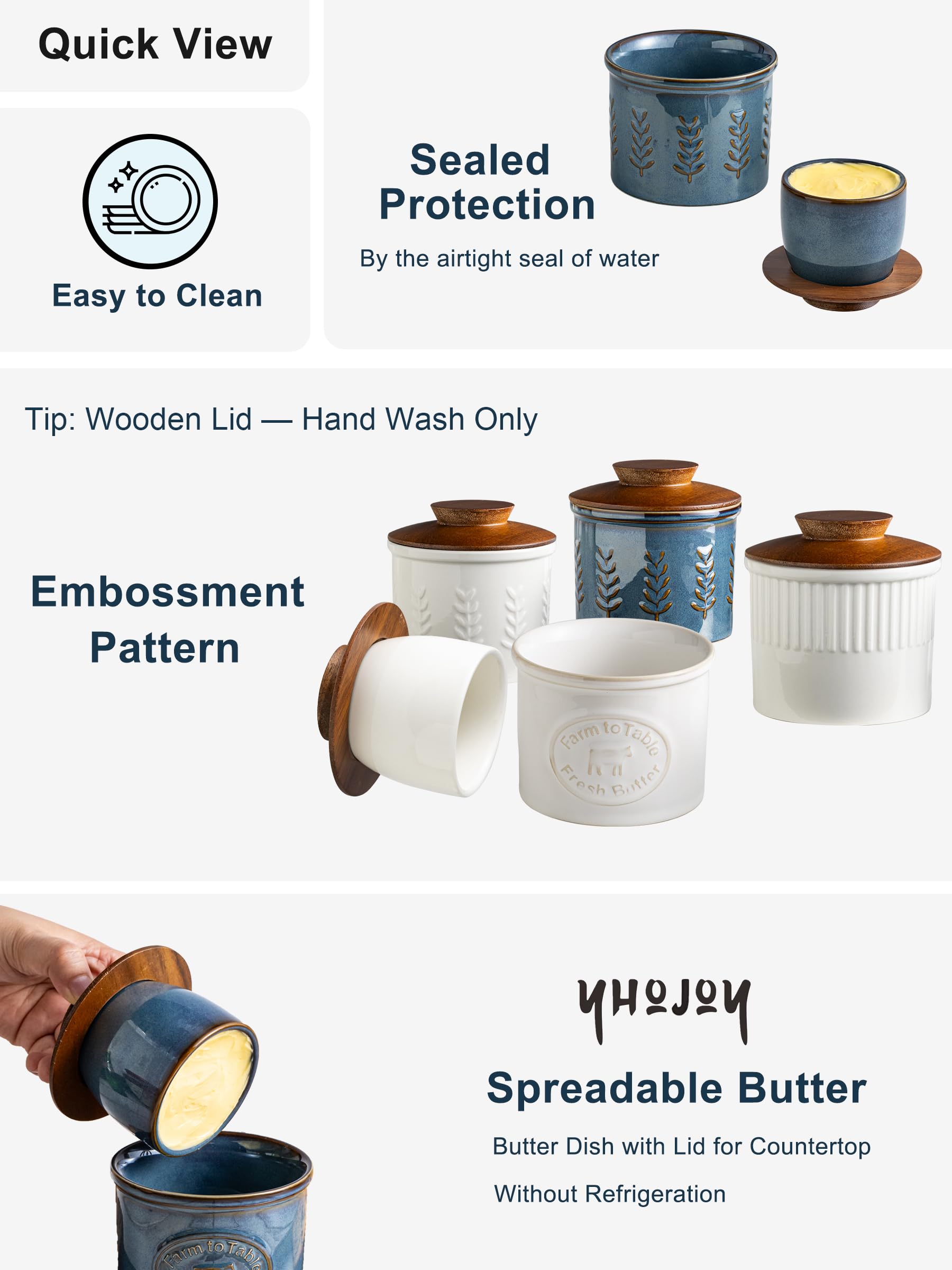 YHOJOY butter keeper base demonstrates a water seal that helps lock in freshness