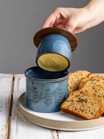 YHOJOY butter keeper on breakfast tray complements kitchen decor