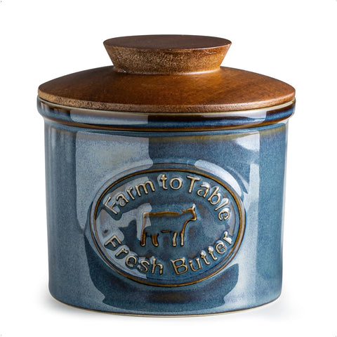 YHOJOY ceramic butter dish with lid on counter for convenient room-temperature use