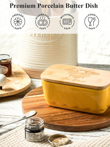 YHOJOY smooth ceramic butter dish surface for easy cleaning