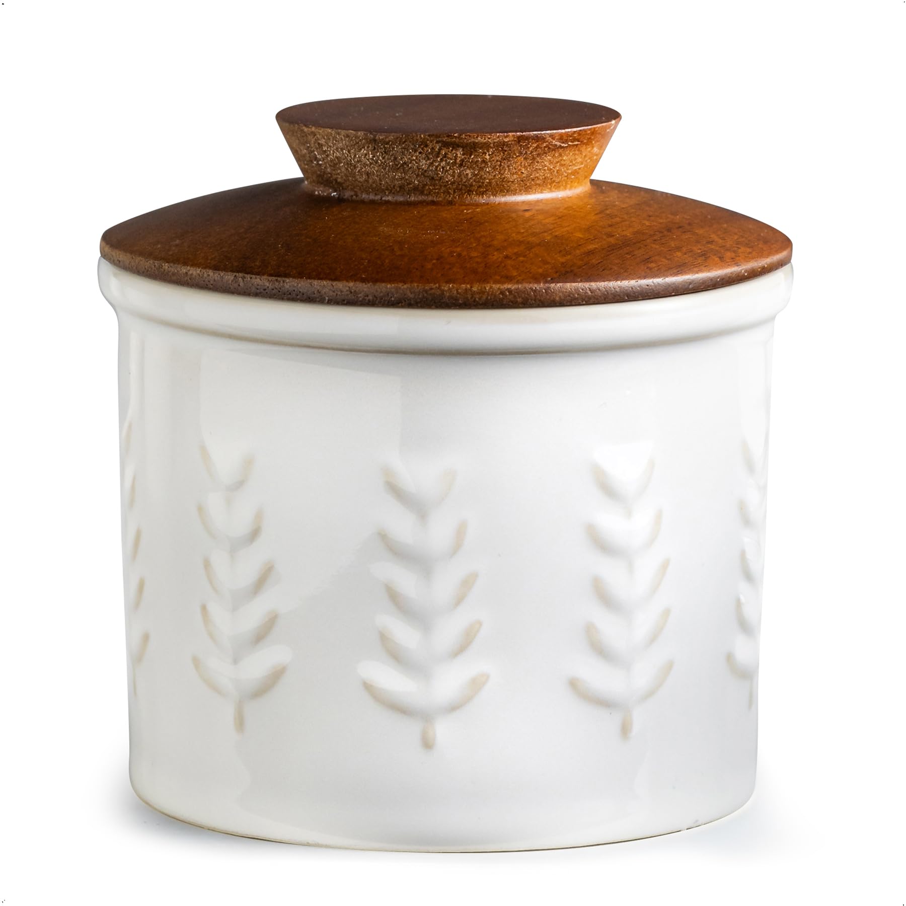 YHOJOY ceramic butter dish with lid keeps butter ready to spread at room temperature.