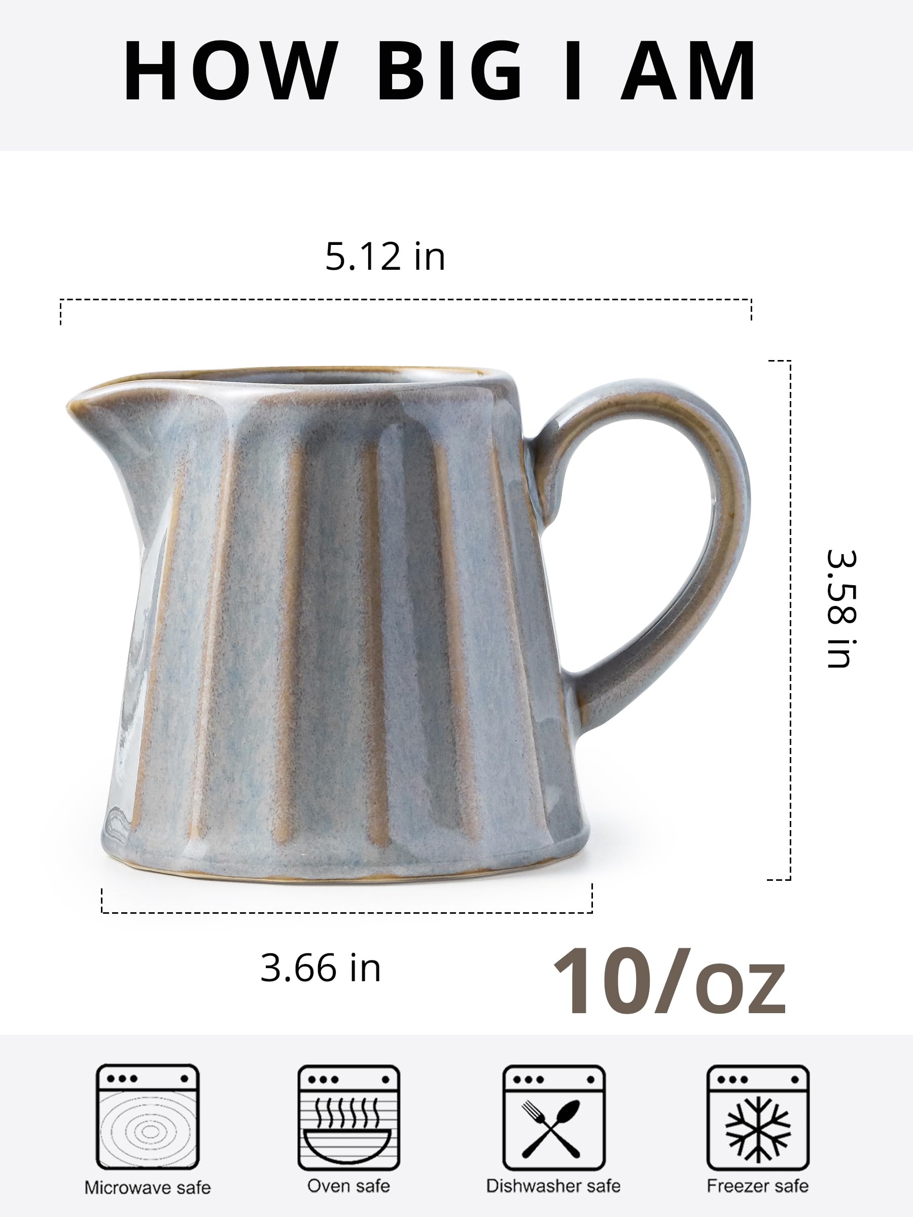 YHOJOY creamer pitcher with ergonomic handle for comfortable, controlled pouring.