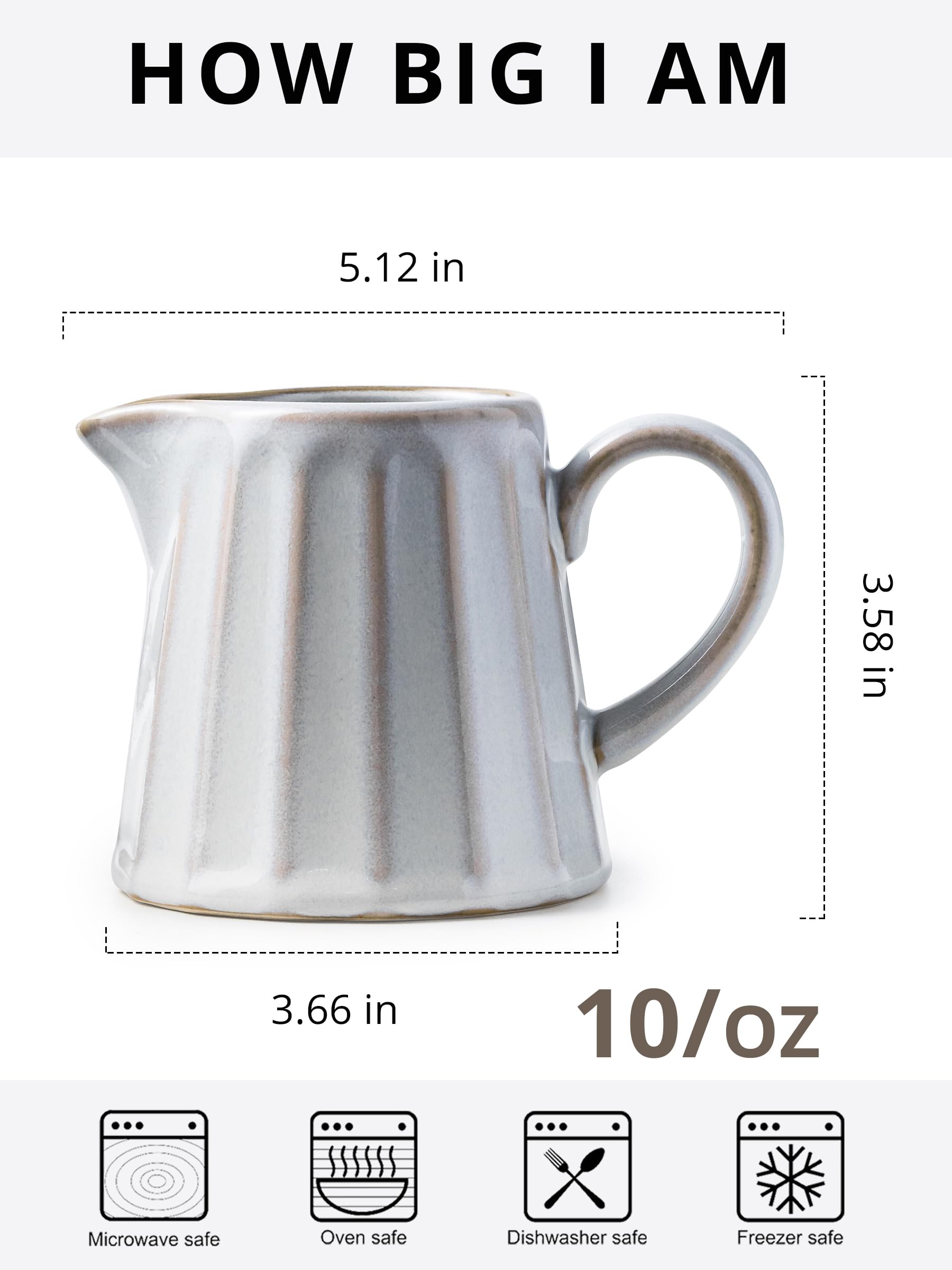 YHOJOY ceramic creamer pitcher with a smooth pour-spout for accurate serving.