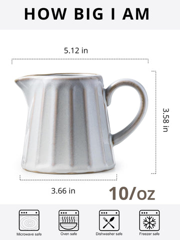 YHOJOY ceramic creamer pitcher with a smooth pour-spout for accurate serving.