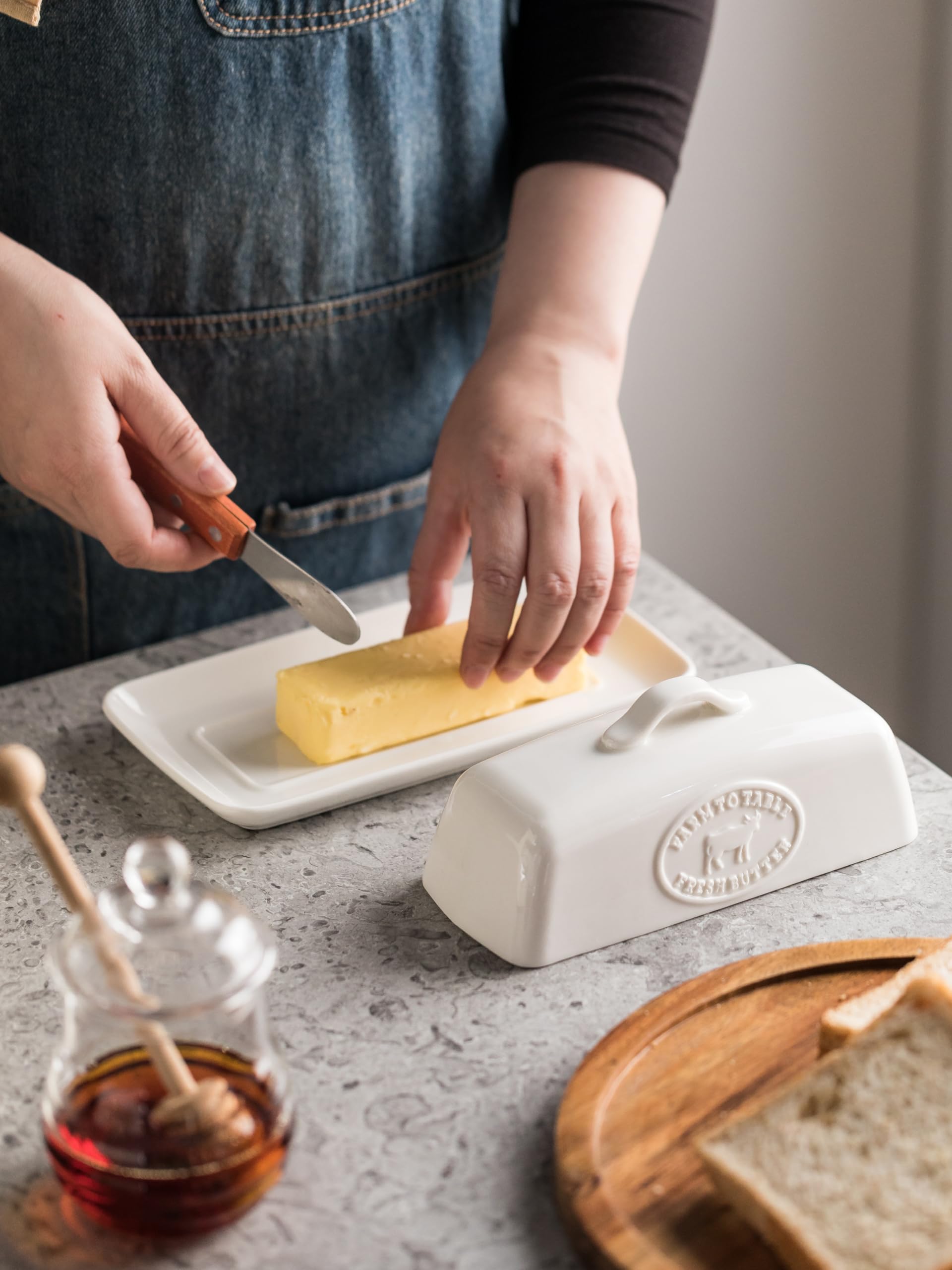 YHOJOY Cow Butter Dish large-capacity fits a full stick for baking.