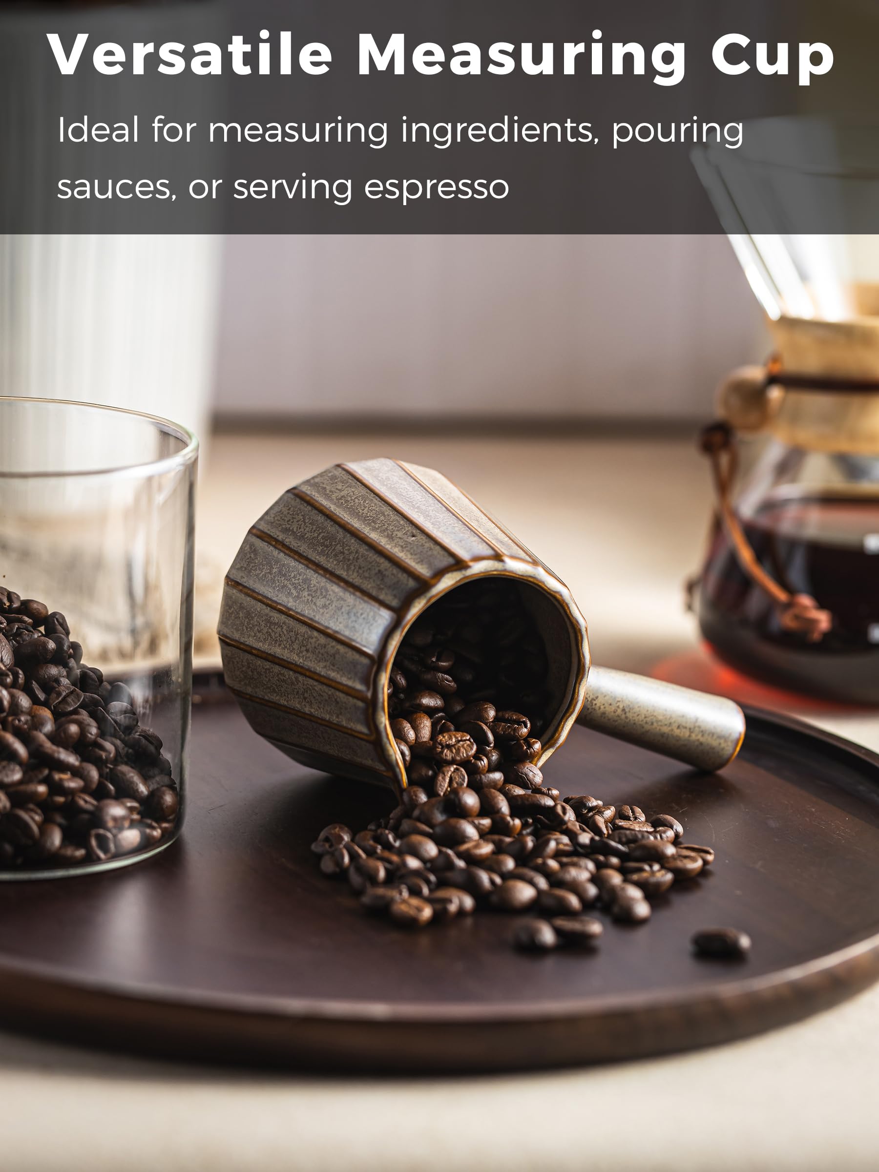 YHOJOY versatile ceramic cup for measuring, pouring, and serving