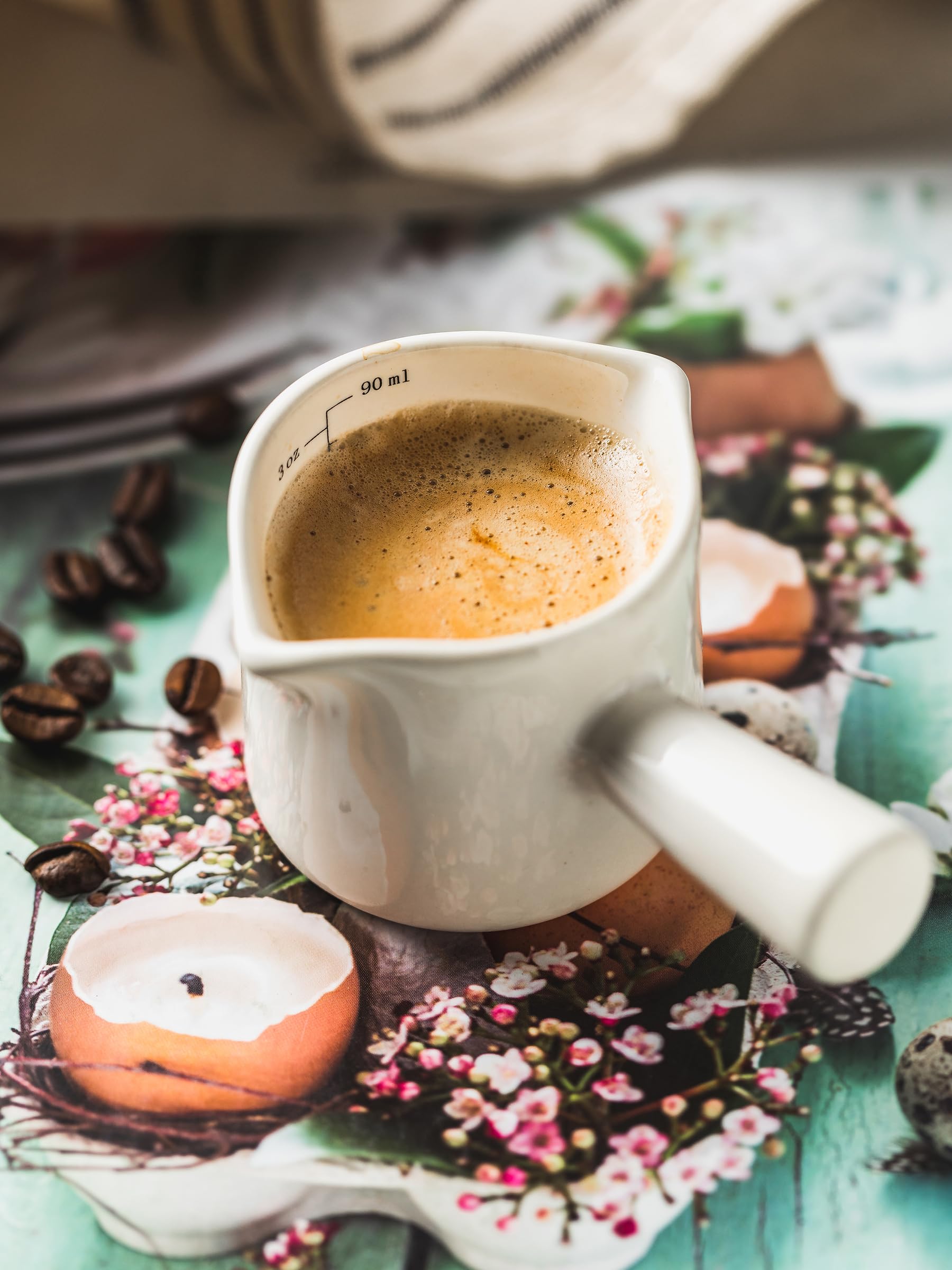 YHOJOY 3 oz capacity espresso measuring cup shows accurate measurement marks