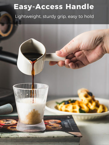 YHOJOY dishwasher-safe ceramic espresso measuring cup for easy cleanup