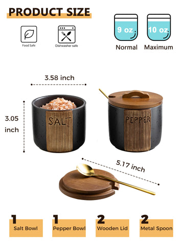 YHOJOY ceramic salt container kept on a clean countertop.