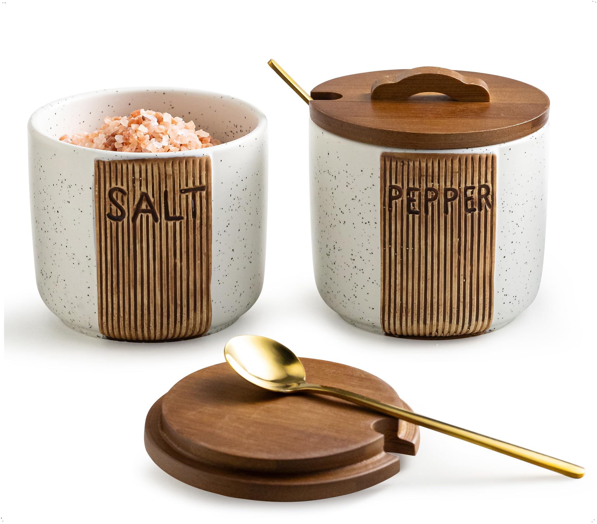 YHOJOY ceramic salt and pepper bowl with lid for quick seasoning