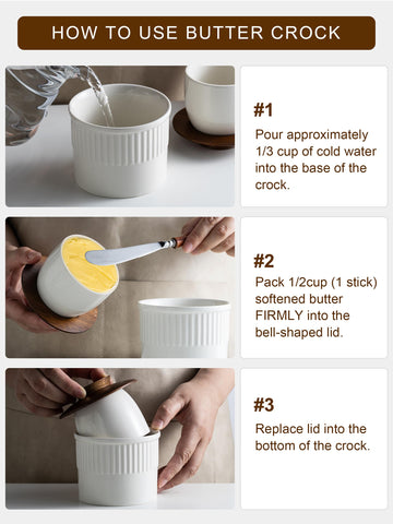 YHOJOY butter keeper shown with water seal supporting texture and freshness.