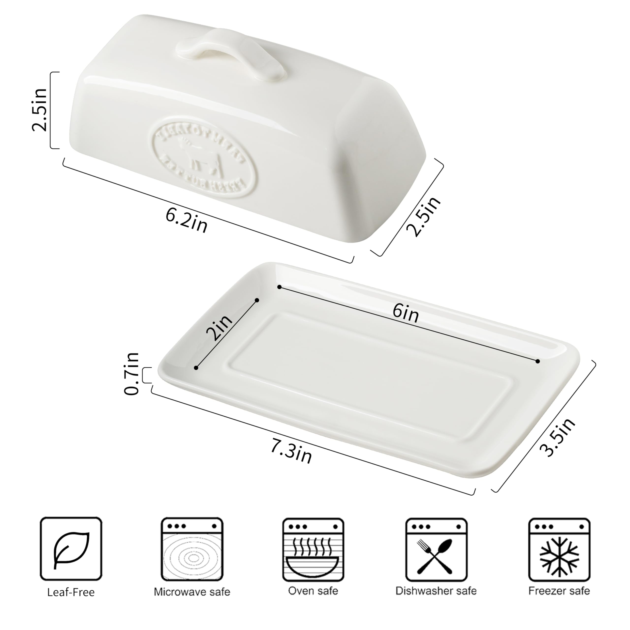 YHOJOY White porcelain butter holder delivers durable, easy-clean performance.