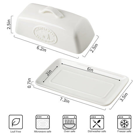 YHOJOY White porcelain butter holder delivers durable, easy-clean performance.