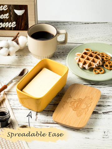 YHOJOY yellow butter dish brightens kitchen counters