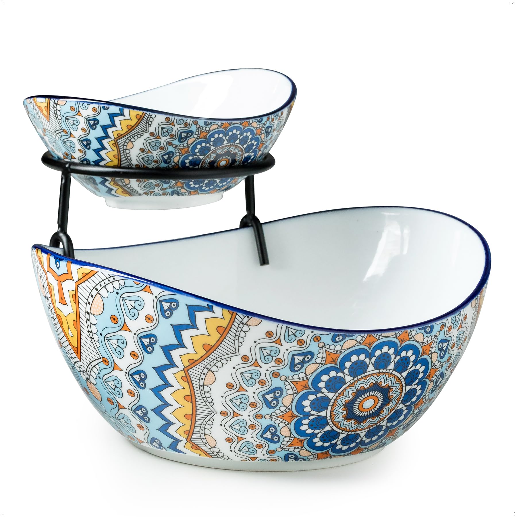 YHOSSEUN 2-tier chip dip stand with Bohemian pattern for entertaining.