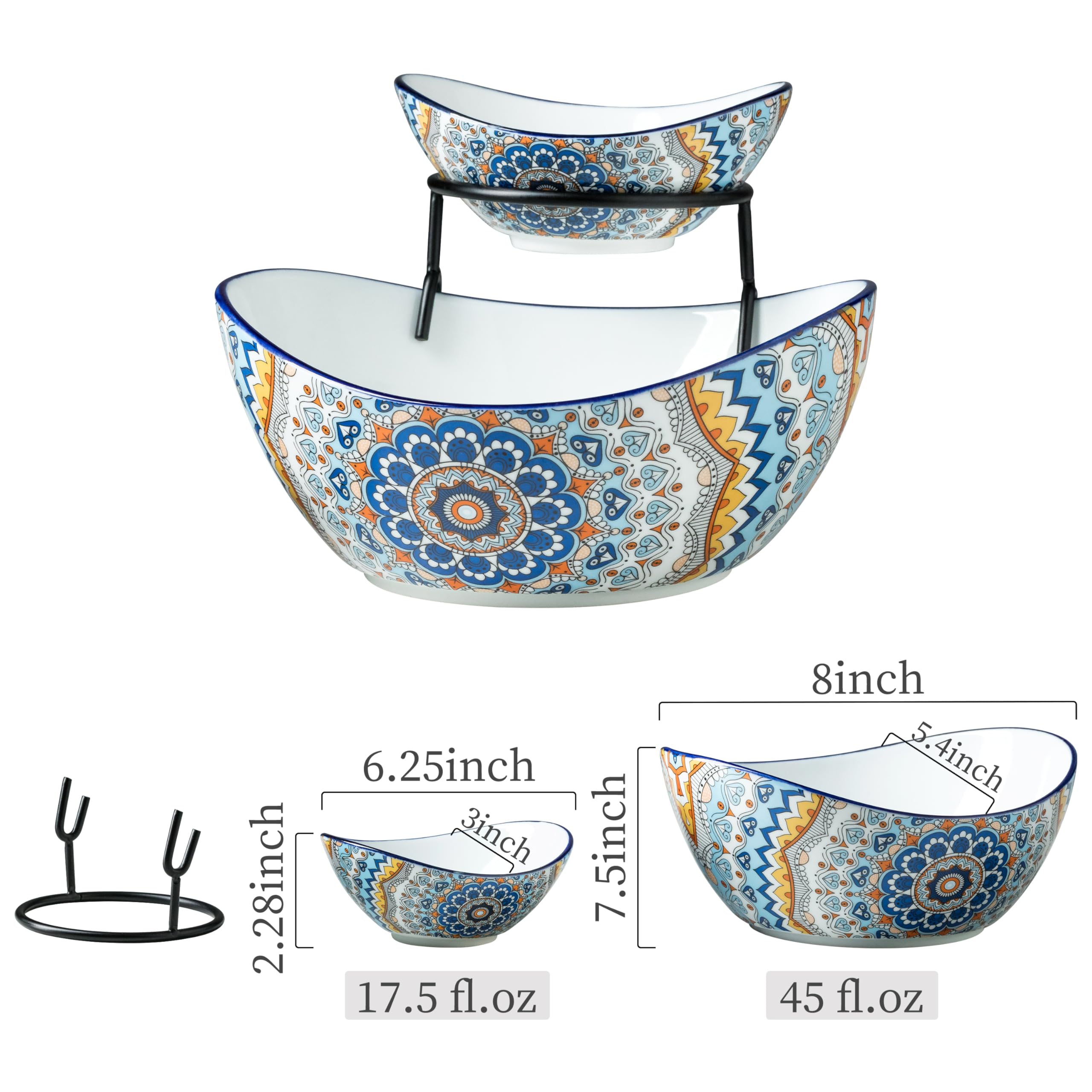 YHOSSEUN ceramic chip dip bowls set for chips and dips.