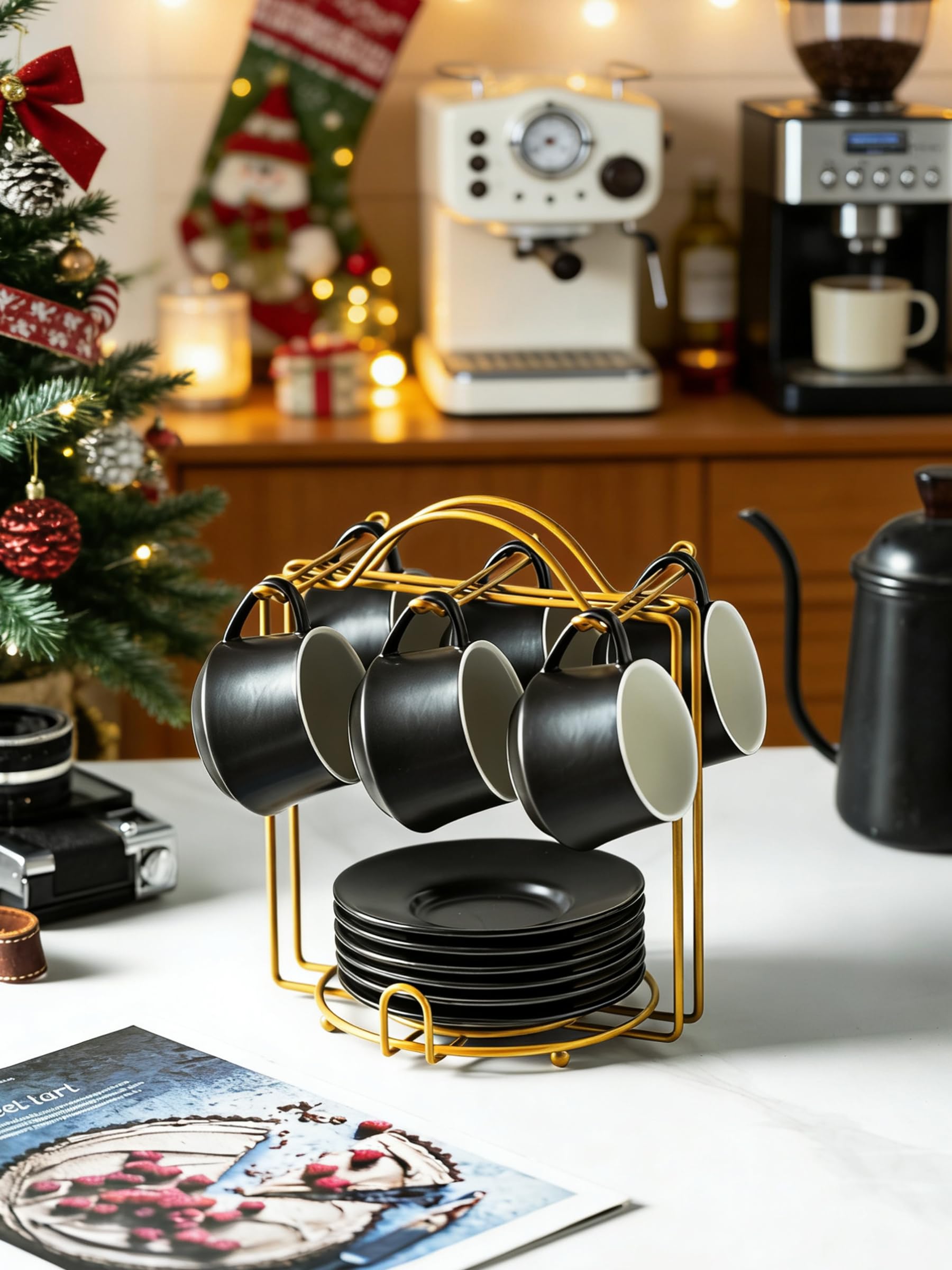 YHOSSEUN espresso cups and saucers arranged for a clean table display.