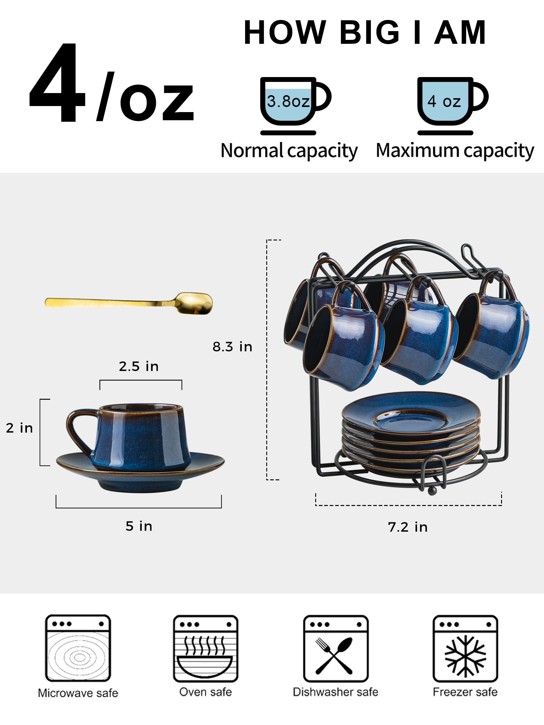 Perfect 4 oz portion for a bold espresso or small latte.