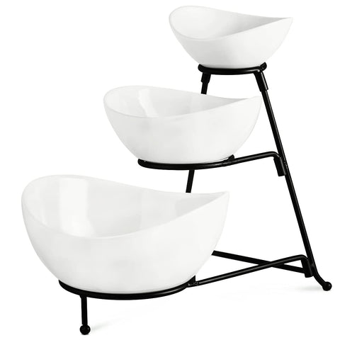 YHOSSEUN 3-tier porcelain bowls display desserts and fruit.