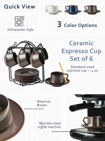 YHOSSEUN espresso set includes stir spoons for mixing crema and flavor.
