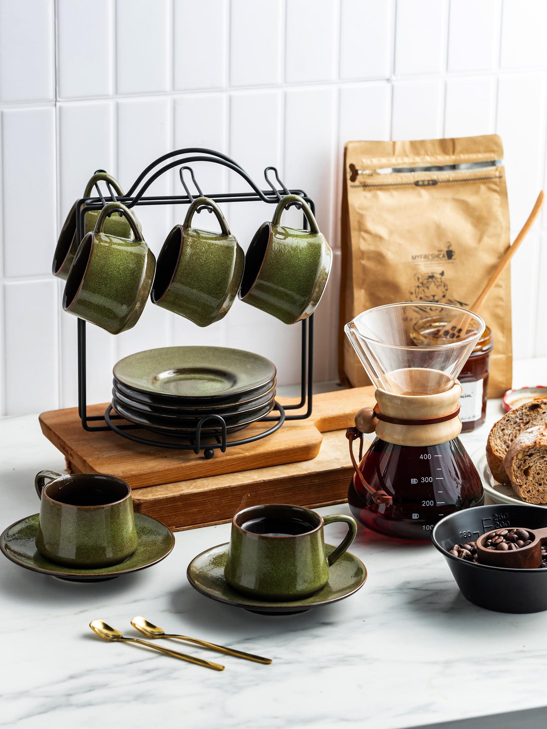 YHOSSEUN green ceramic set for everyday coffee or tea moments