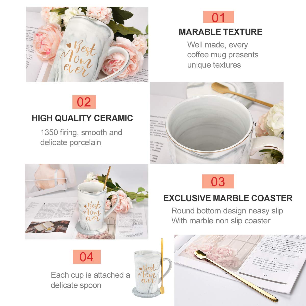 YHRJWN Best Mom Ever mug gray, dishwasher-safe for easy cleanup